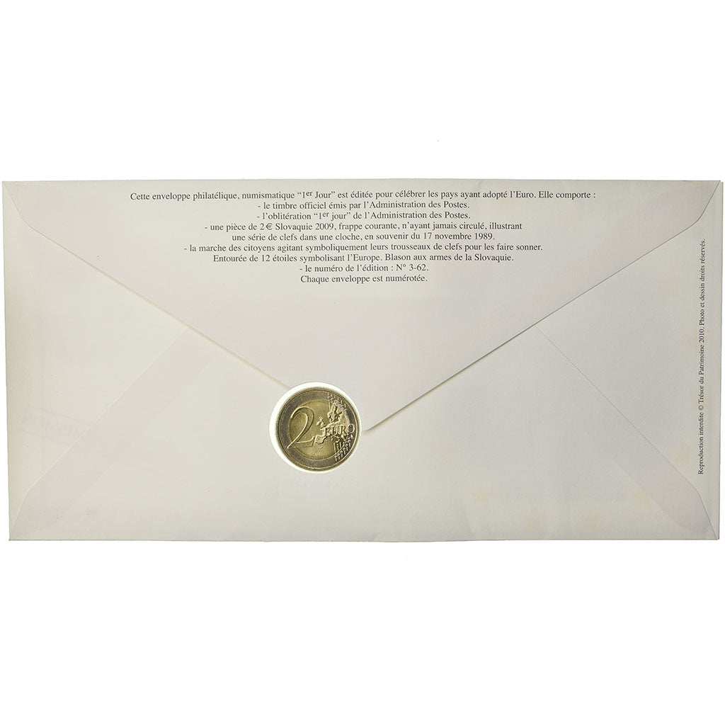 Slovacchia, 2 Euro, 2009, Enveloppe philatélique numismatique, SPL