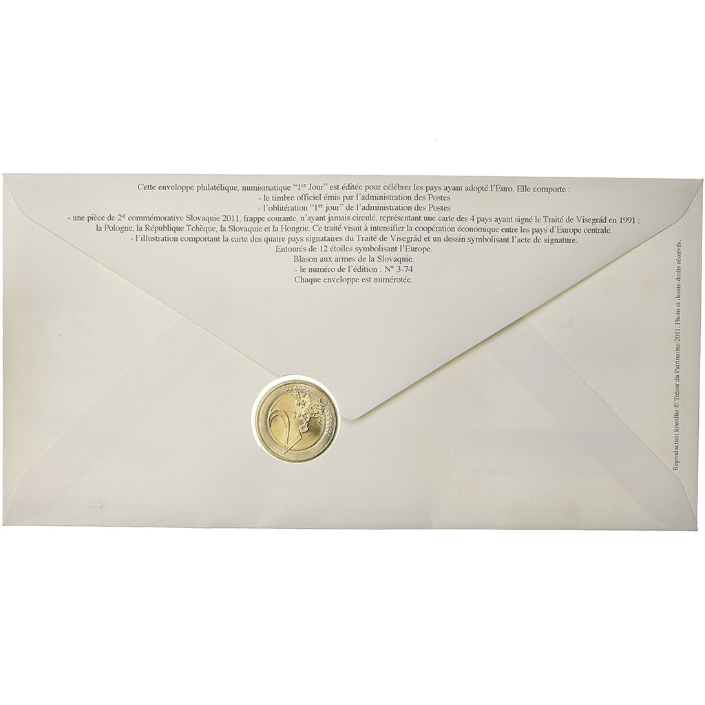 Slowakei, 2 Euro, 2011, Enveloppe philatélique numismatique, UNZ, Bi-Metallic
