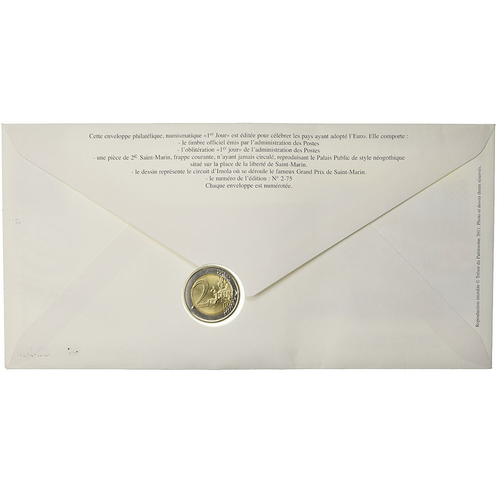 San Marino, 2 Euro, 2010, Enveloppe philatélique numismatique, UNZ, Bi-Metallic