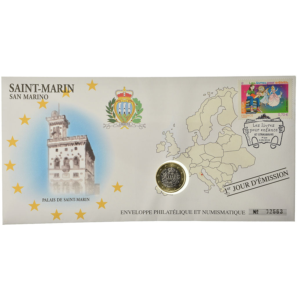 San Marino, 1 Euro, 2009, Enveloppe philatélique numismatique, MS(63)
