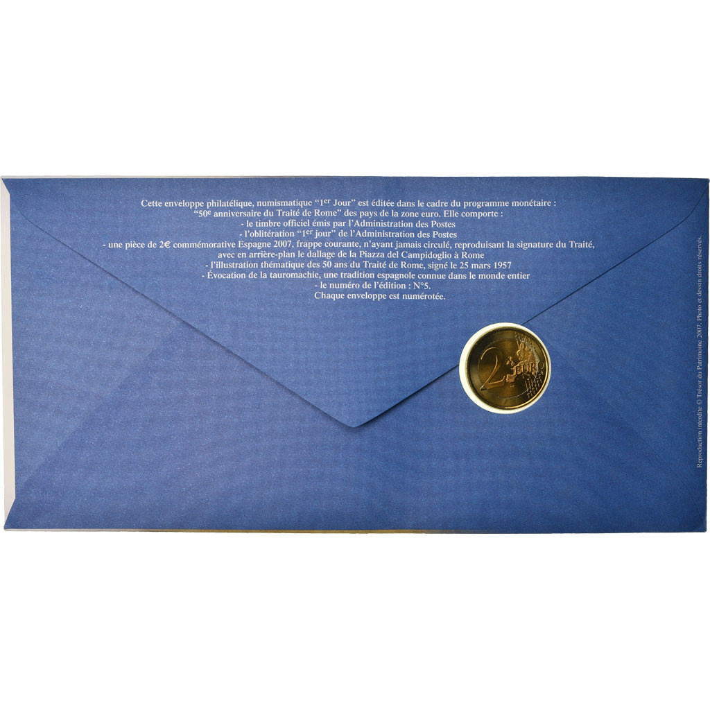 Spanien, 2 Euro, 2007, Enveloppe philatélique numismatique, UNZ, Bi-Metallic