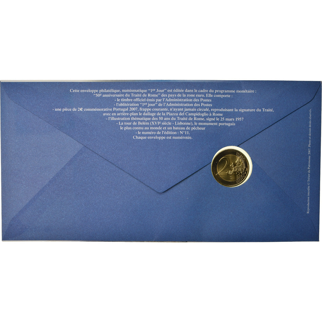 Portugal, 2 Euro, 2007, Enveloppe philatélique numismatique, MS(63)
