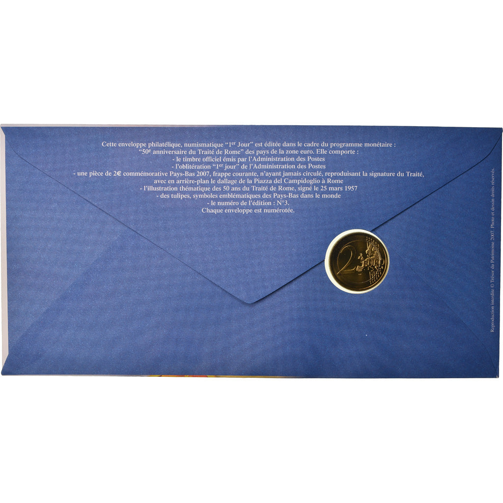 Netherlands, 2 Euro, 2007, Enveloppe philatélique numismatique, MS(63)