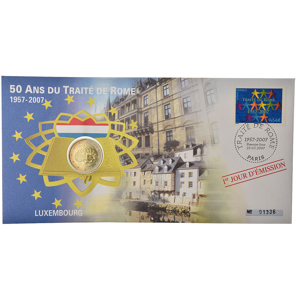 Lussemburgo, 2 Euro, 2007, Enveloppe philatélique numismatique, SPL