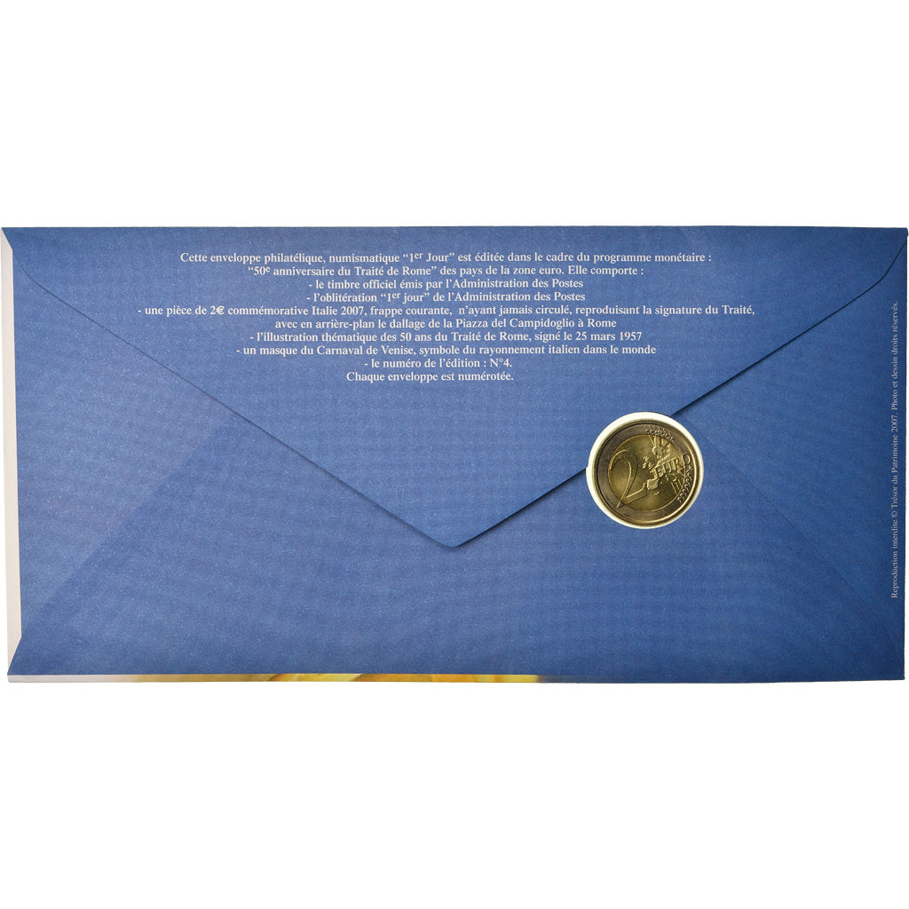 Italien, 2 Euro, 2007, Enveloppe philatélique numismatique, UNZ, Bi-Metallic