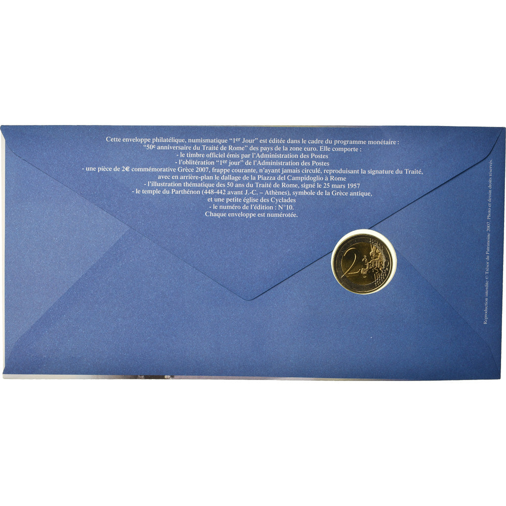 Griechenland, 2 Euro, 2007, Enveloppe philatélique numismatique, UNZ