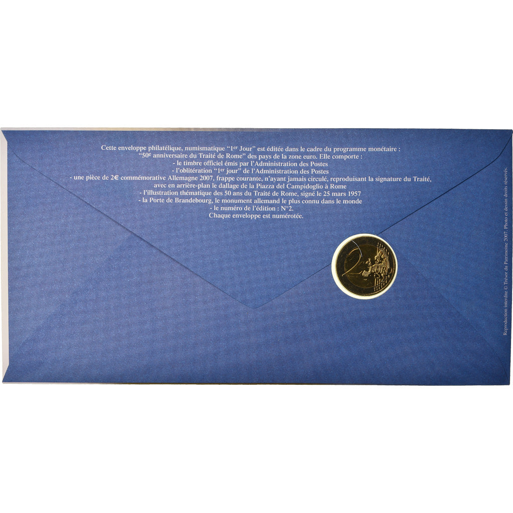 Germany, 2 Euro, 2007, Enveloppe philatélique numismatique, MS(63), Bi-Metallic