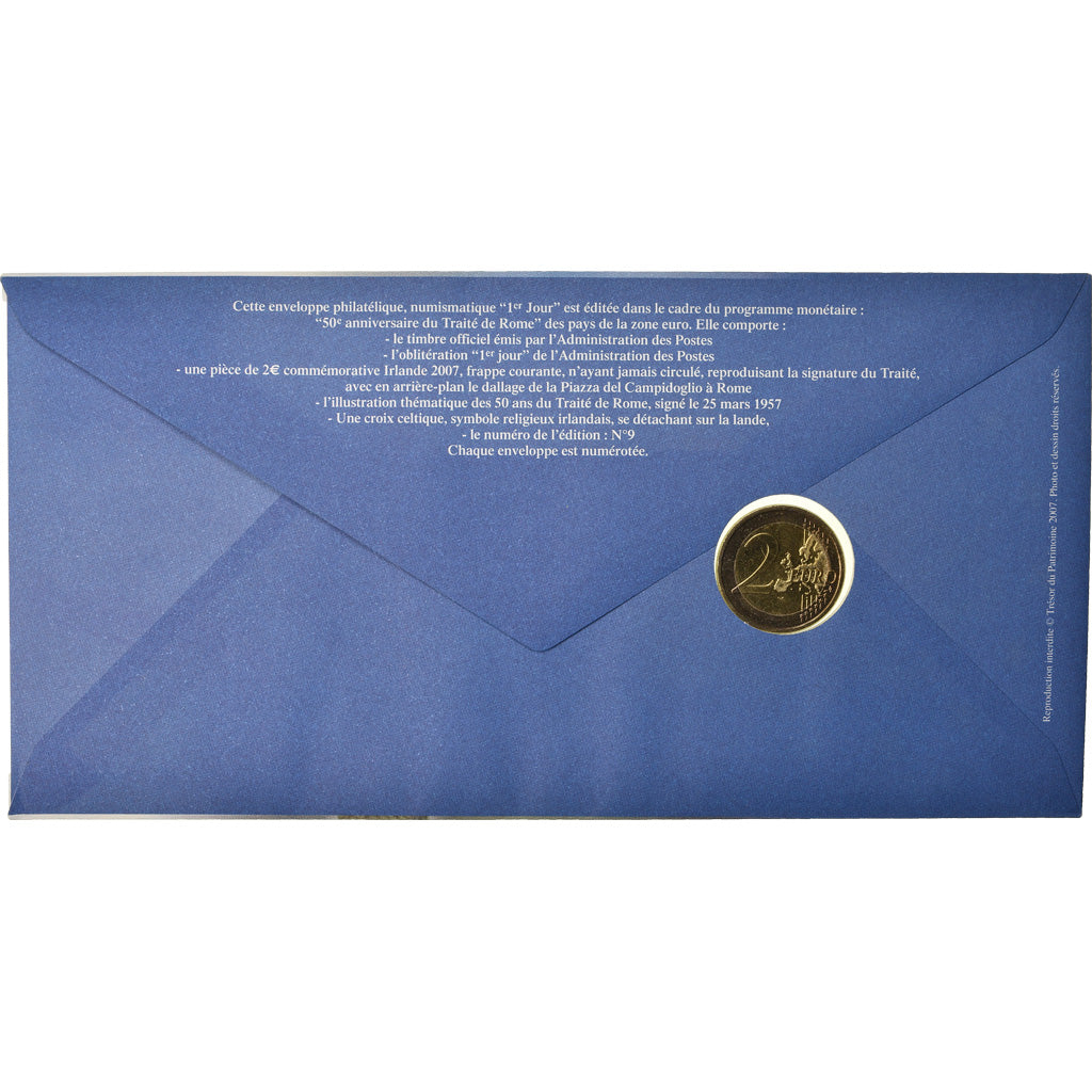 Ireland, 2 Euro, 2007, Enveloppe philatélique numismatique, MS(63), Bi-Metallic