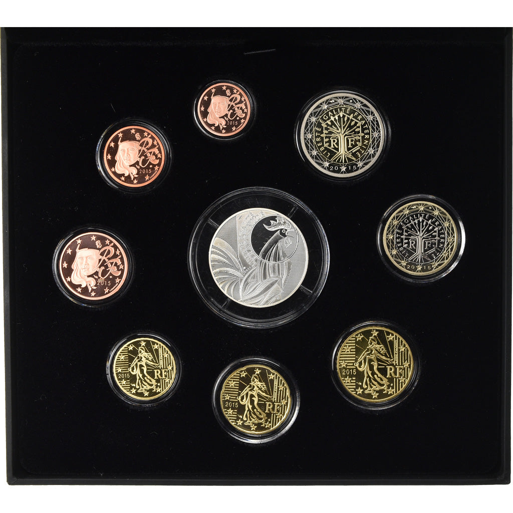 France, Proof Set Euro, 2015, 1c à 10 €, MS(65-70)