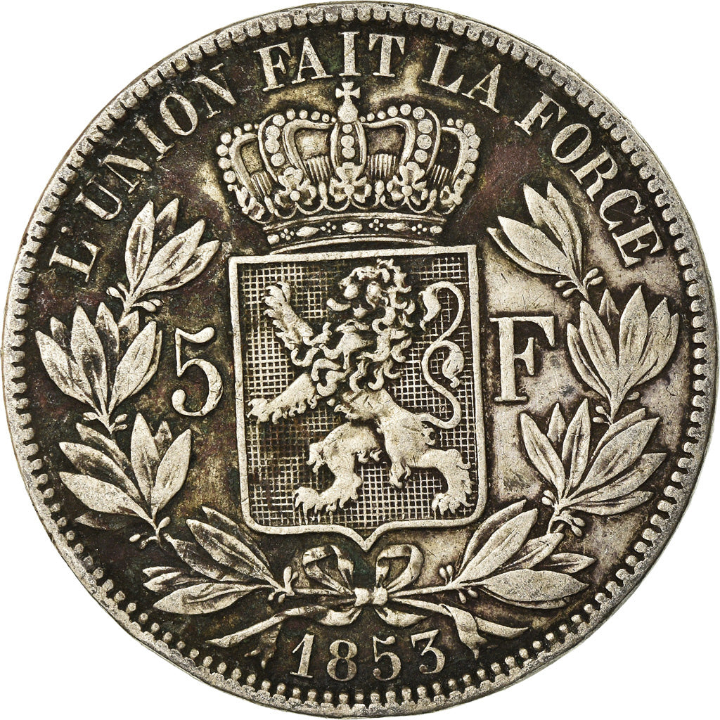 Coin, Belgium, Leopold I, 5 Francs, 5 Frank, 1853, VF(30-35), Silver, KM:17