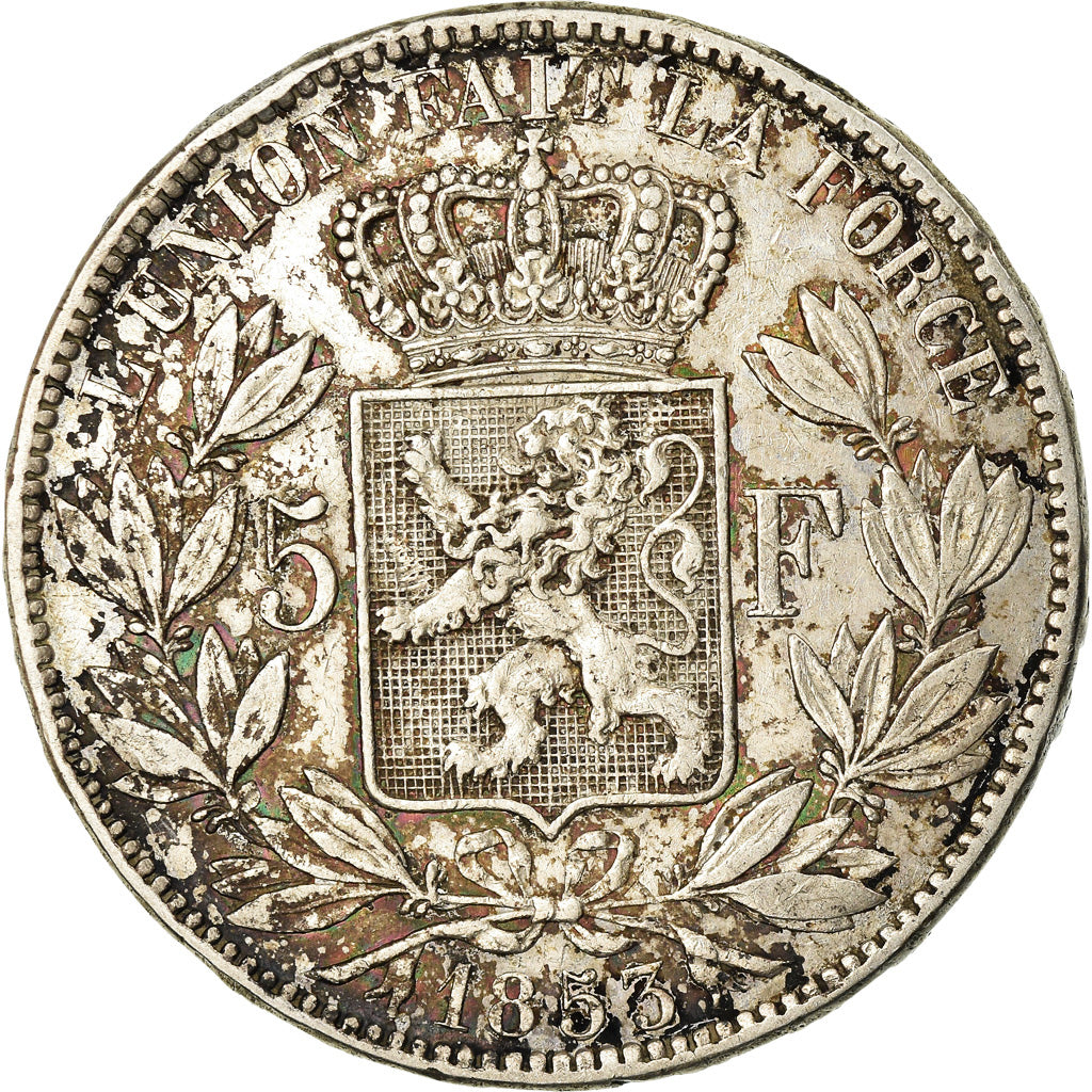 Coin, Belgium, Leopold I, 5 Francs, 5 Frank, 1853, EF(40-45), Silver, KM:17