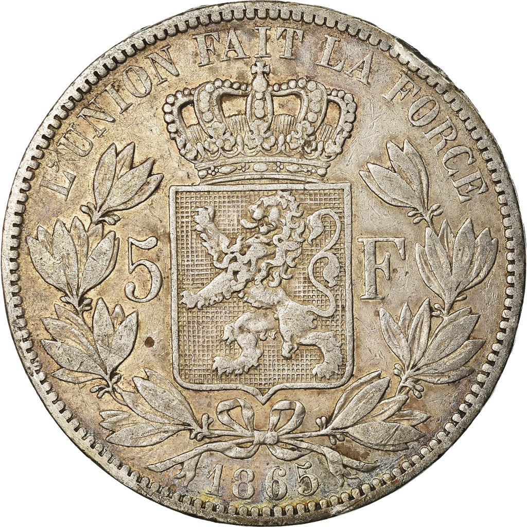 Coin, Belgium, Leopold I, 5 Francs, 5 Frank, 1865, VF(20-25), Silver, KM:17