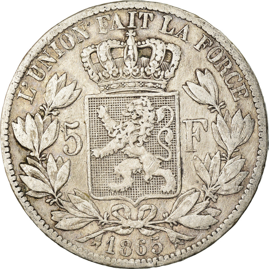 Coin, Belgium, Leopold I, 5 Francs, 5 Frank, 1865, VF(20-25), Silver, KM:17