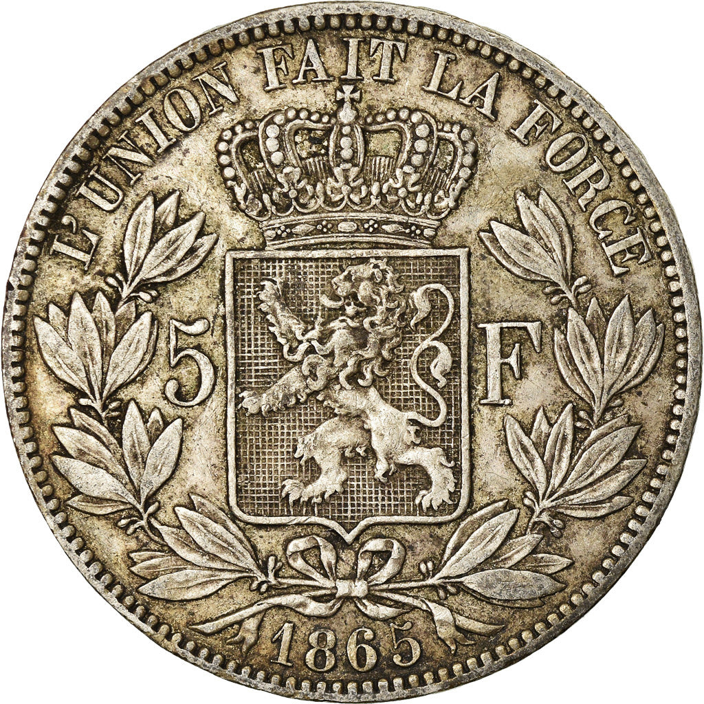 Coin, Belgium, Leopold I, 5 Francs, 5 Frank, 1865, VF(30-35), Silver, KM:17