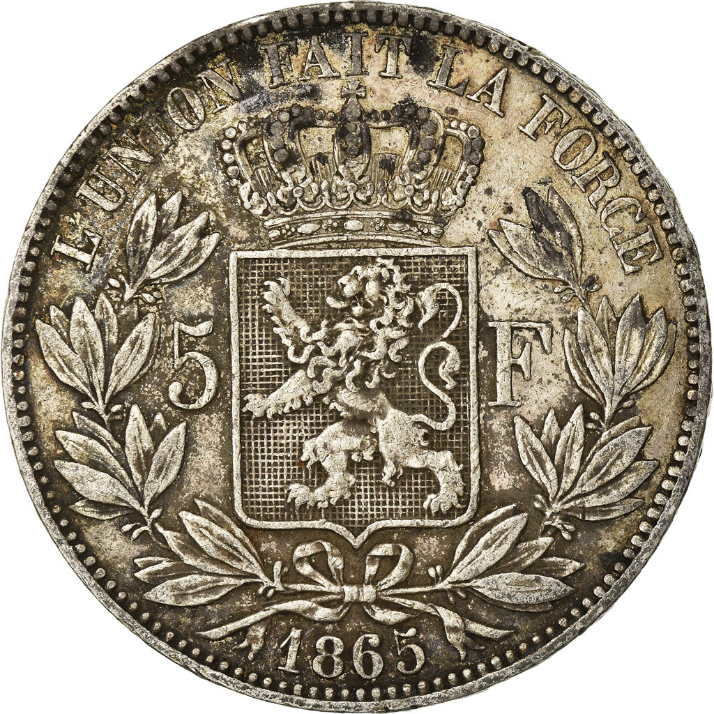 Coin, Belgium, Leopold I, 5 Francs, 5 Frank, 1865, VF(30-35), Silver, KM:17