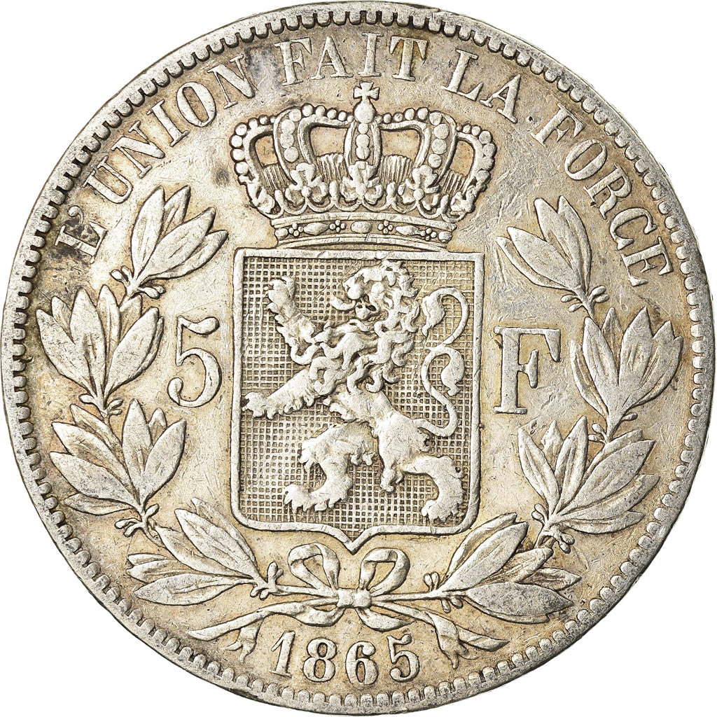Coin, Belgium, Leopold I, 5 Francs, 5 Frank, 1865, VF(30-35), Silver, KM:17