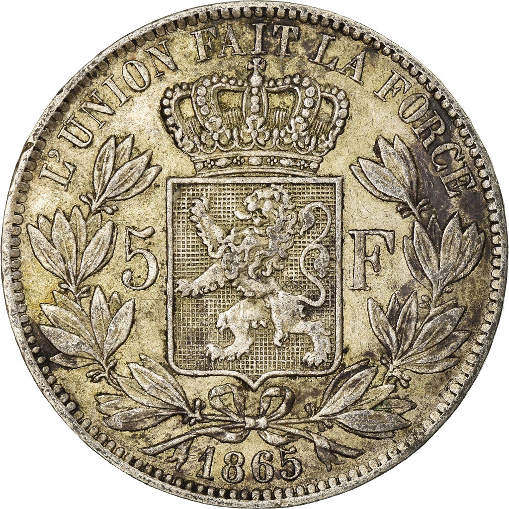 Coin, Belgium, Leopold I, 5 Francs, 5 Frank, 1865, VF(30-35), Silver, KM:17