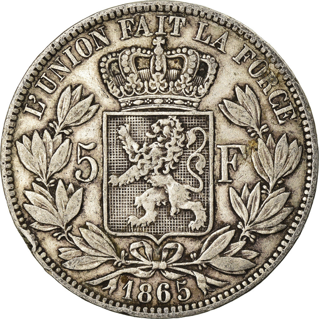 Coin, Belgium, Leopold I, 5 Francs, 5 Frank, 1865, VF(30-35), Silver, KM:17