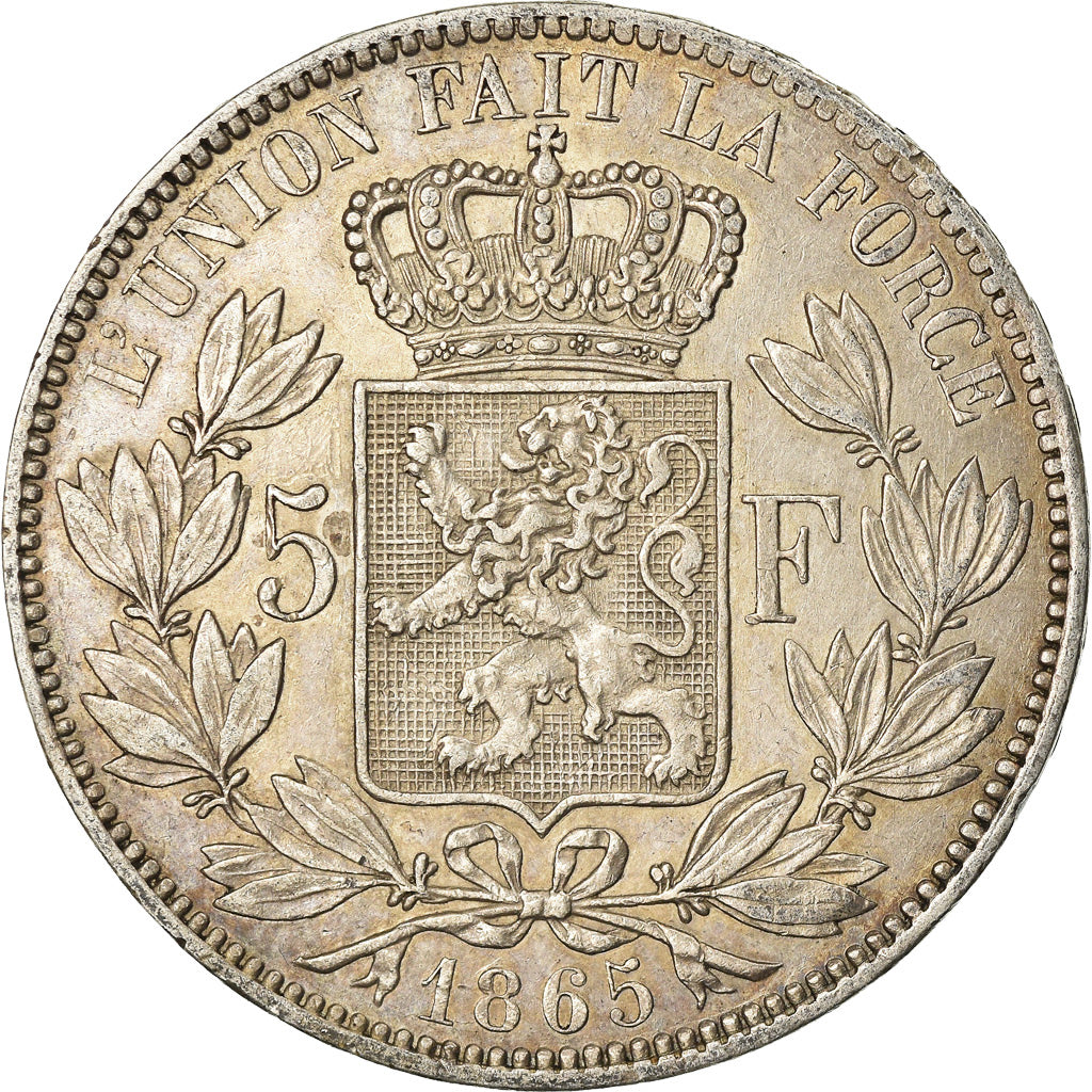 Coin, Belgium, Leopold I, 5 Francs, 5 Frank, 1865, EF(40-45), Silver, KM:17