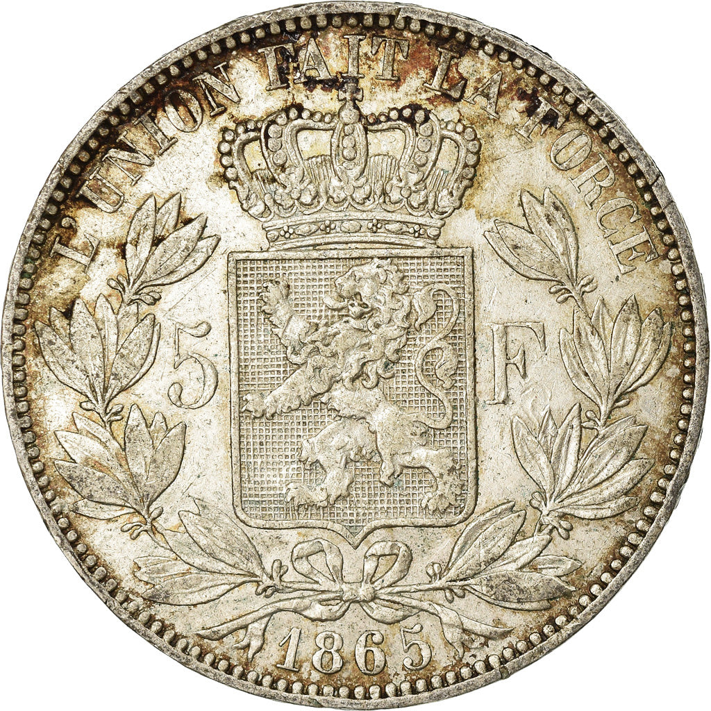 Coin, Belgium, Leopold I, 5 Francs, 5 Frank, 1865, EF(40-45), Silver, KM:17