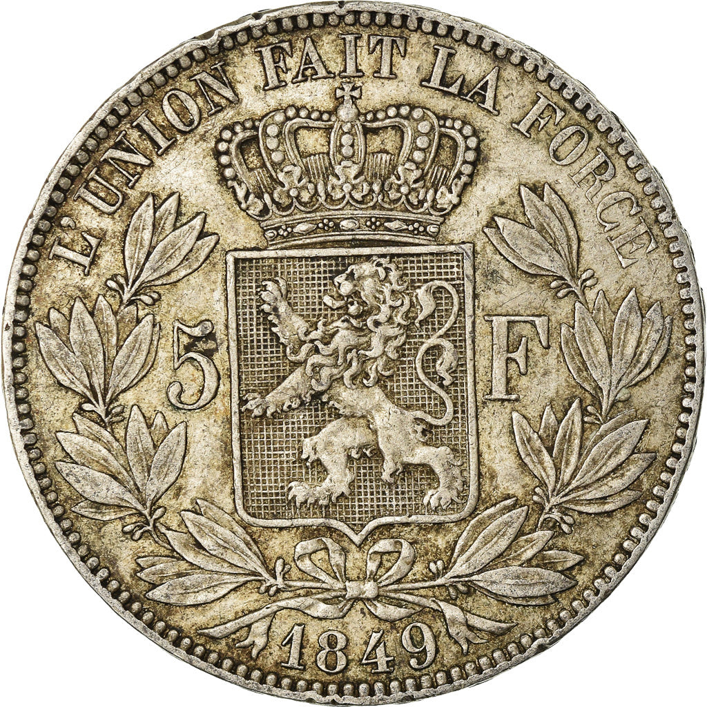 Coin, Belgium, Leopold I, 5 Francs, 5 Frank, 1849, VF(30-35), Silver, KM:17