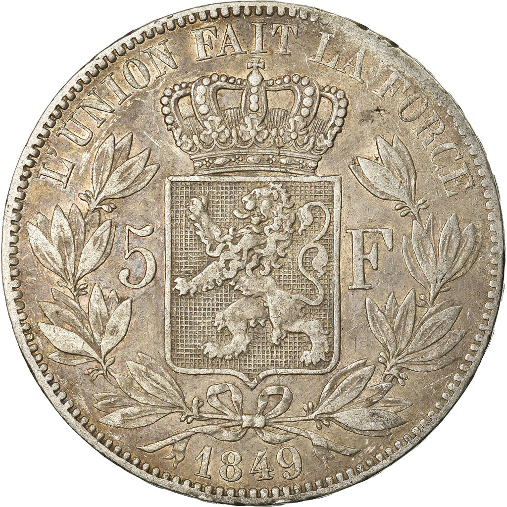 Coin, Belgium, Leopold I, 5 Francs, 5 Frank, 1849, VF(30-35), Silver, KM:17