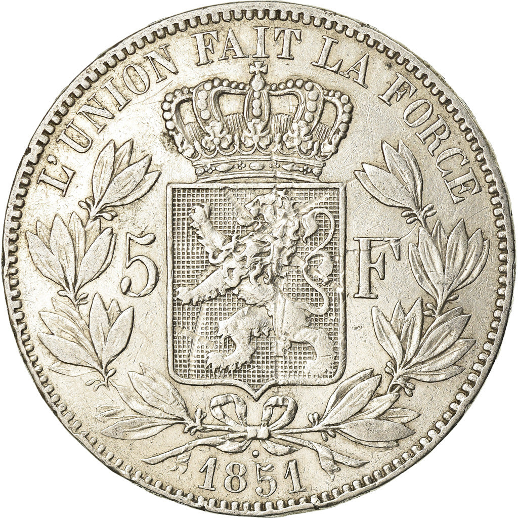 Monnaie, Belgique, Leopold I, 5 Francs, 5 Frank, 1851, TB, Argent, KM:17