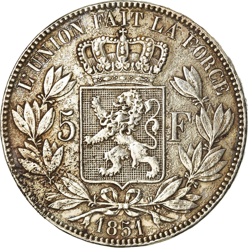 Coin, Belgium, Leopold I, 5 Francs, 5 Frank, 1851, VF(20-25), Silver, KM:17