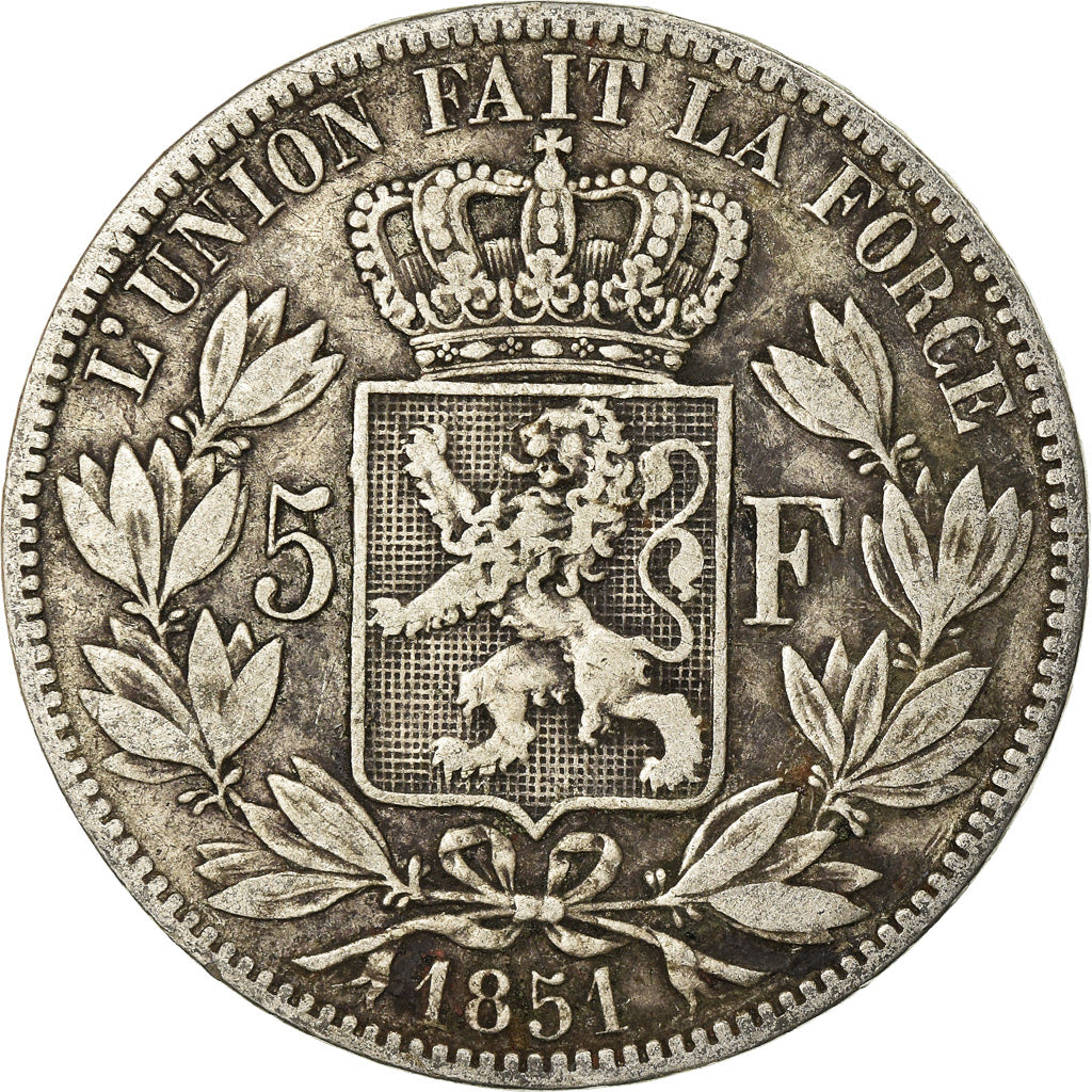 Monnaie, Belgique, Leopold I, 5 Francs, 5 Frank, 1851, TB, Argent, KM:17