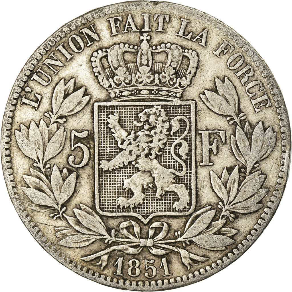 Monnaie, Belgique, Leopold I, 5 Francs, 5 Frank, 1851, TB, Argent, KM:17