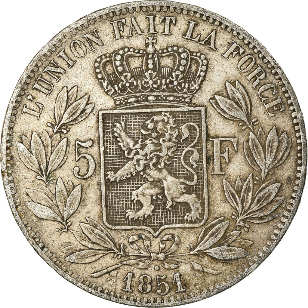 Coin, Belgium, Leopold I, 5 Francs, 5 Frank, 1851, VF(20-25), Silver, KM:17