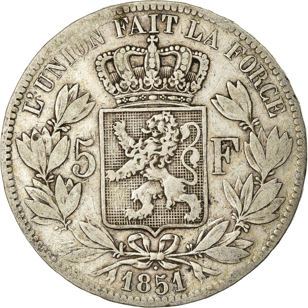 Monnaie, Belgique, Leopold I, 5 Francs, 5 Frank, 1851, TB, Argent, KM:17