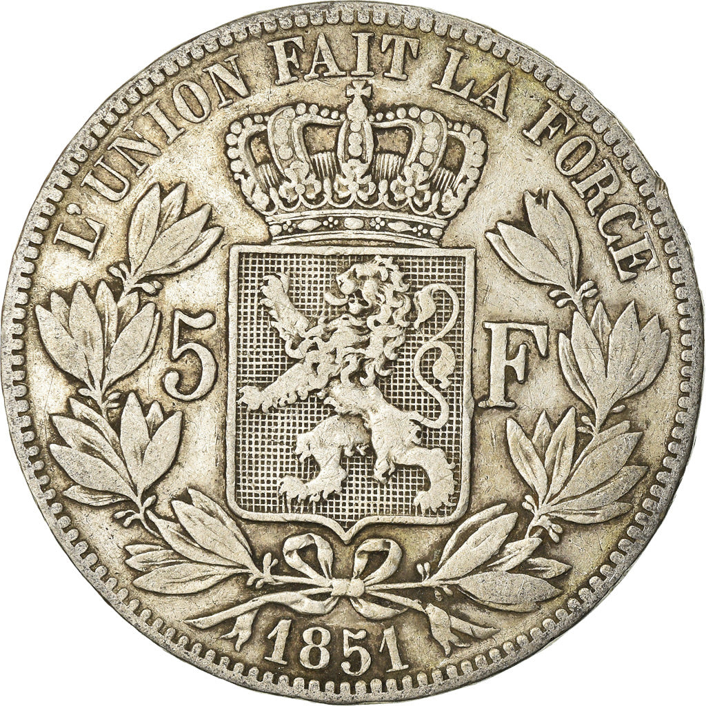 Coin, Belgium, Leopold I, 5 Francs, 5 Frank, 1851, VF(20-25), Silver, KM:17