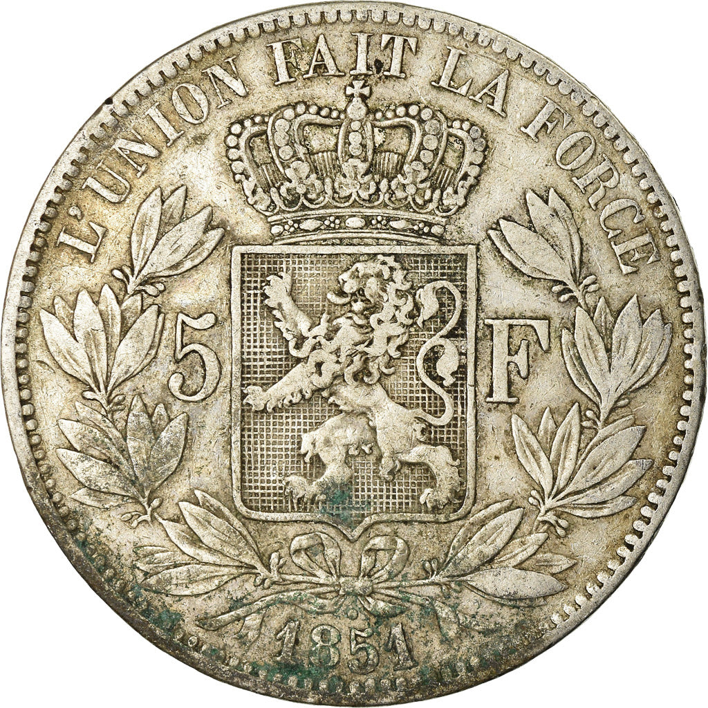 Coin, Belgium, Leopold I, 5 Francs, 5 Frank, 1851, VF(30-35), Silver, KM:17
