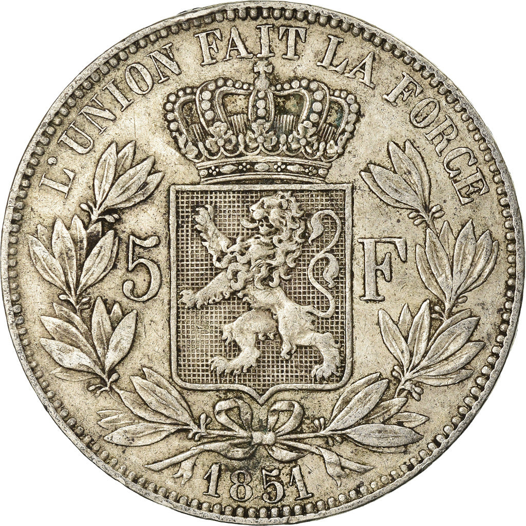 Coin, Belgium, Leopold I, 5 Francs, 5 Frank, 1851, VF(30-35), Silver, KM:17