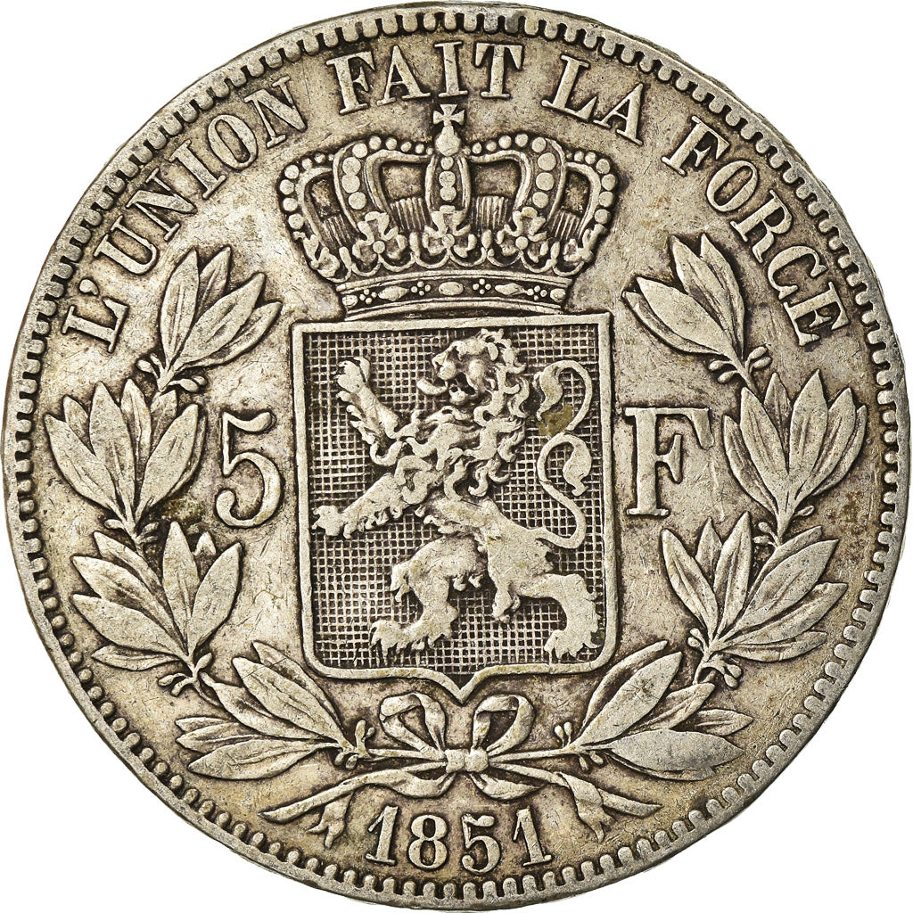 Monnaie, Belgique, Leopold I, 5 Francs, 5 Frank, 1851, TB+, Argent, KM:17