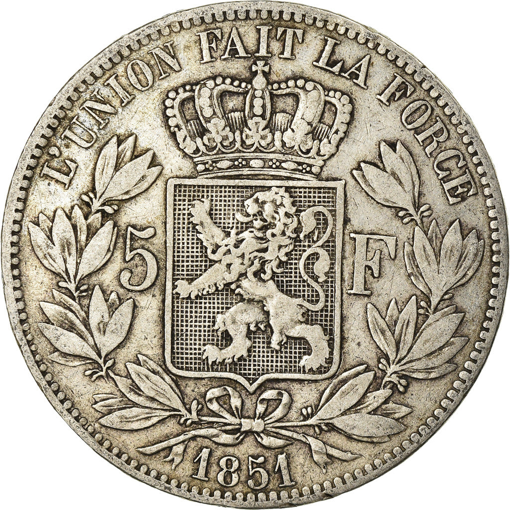 Monnaie, Belgique, Leopold I, 5 Francs, 5 Frank, 1851, TB+, Argent, KM:17