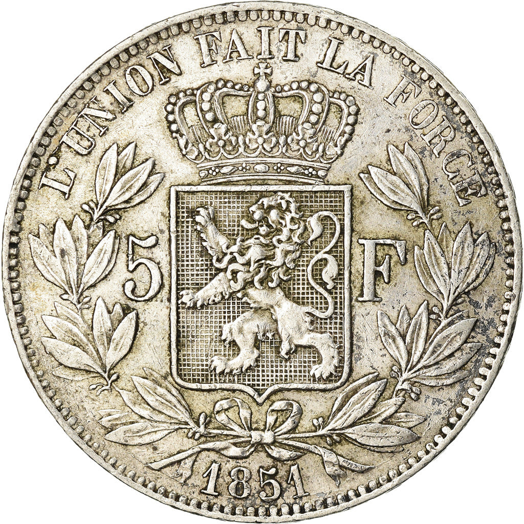 Coin, Belgium, Leopold I, 5 Francs, 5 Frank, 1851, EF(40-45), Silver, KM:17