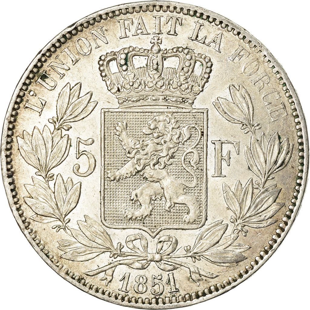 Coin, Belgium, Leopold I, 5 Francs, 5 Frank, 1851, EF(40-45), Silver, KM:17