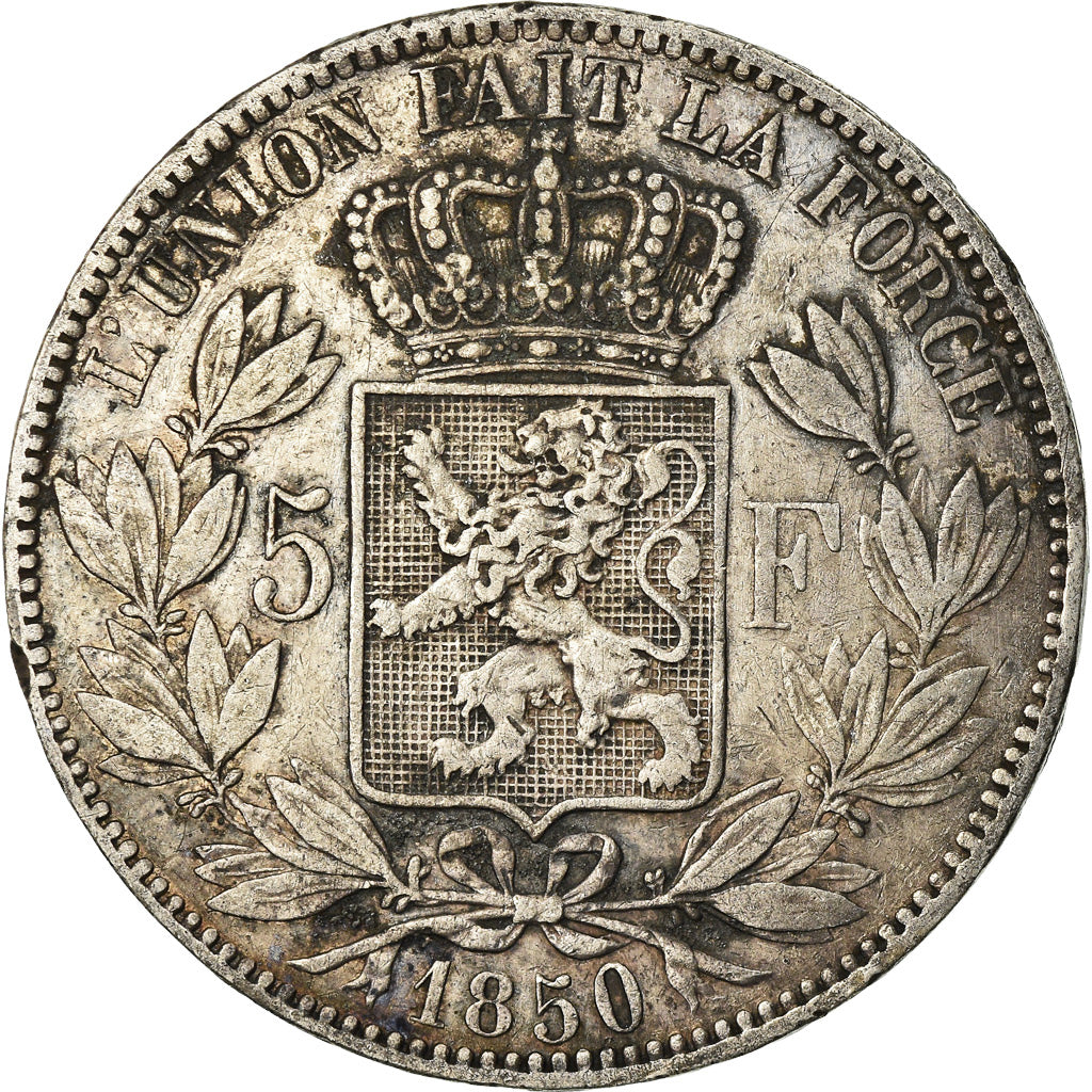 Coin, Belgium, Leopold I, 5 Francs, 5 Frank, 1850, VF(20-25), Silver, KM:17