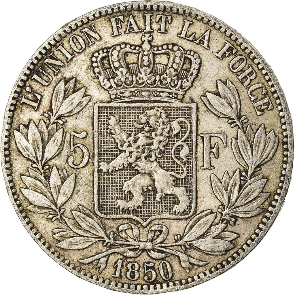 Coin, Belgium, Leopold I, 5 Francs, 5 Frank, 1850, VF(30-35), Silver, KM:17