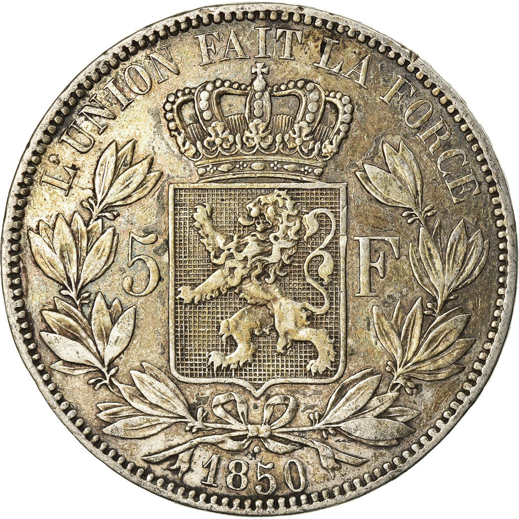 Coin, Belgium, Leopold I, 5 Francs, 5 Frank, 1850, EF(40-45), Silver, KM:17