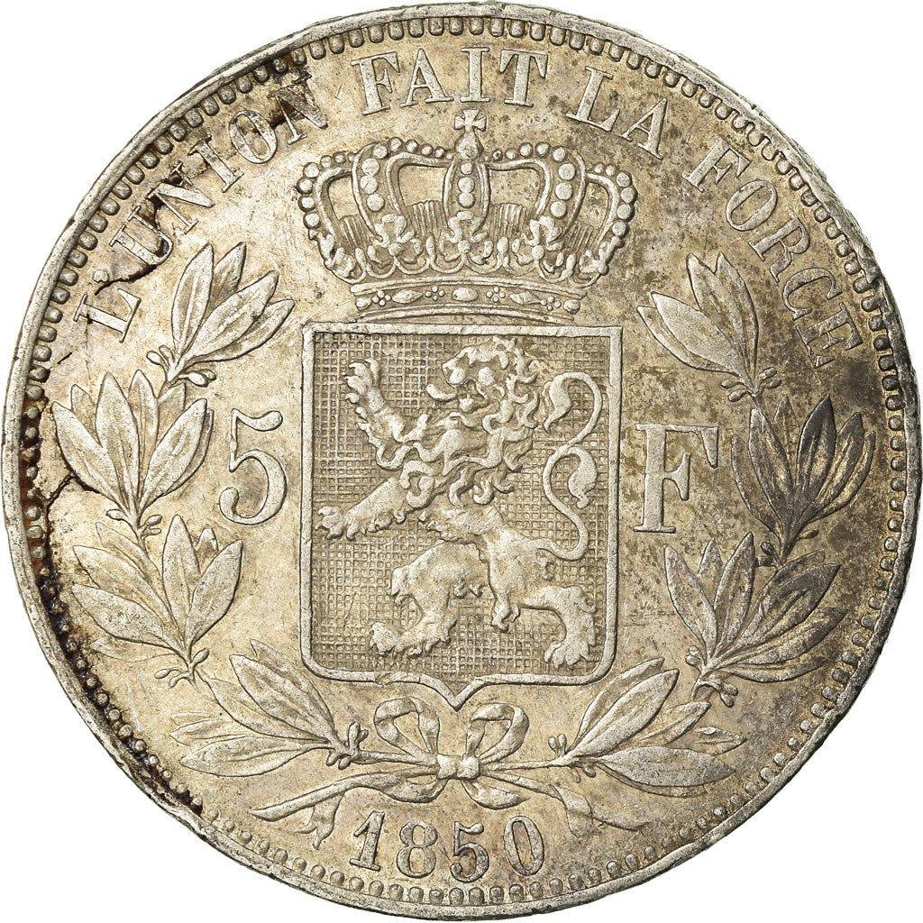 Coin, Belgium, Leopold I, 5 Francs, 5 Frank, 1850, EF(40-45), Silver, KM:17