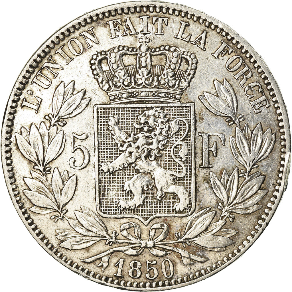 Coin, Belgium, Leopold I, 5 Francs, 5 Frank, 1850, EF(40-45), Silver, KM:17
