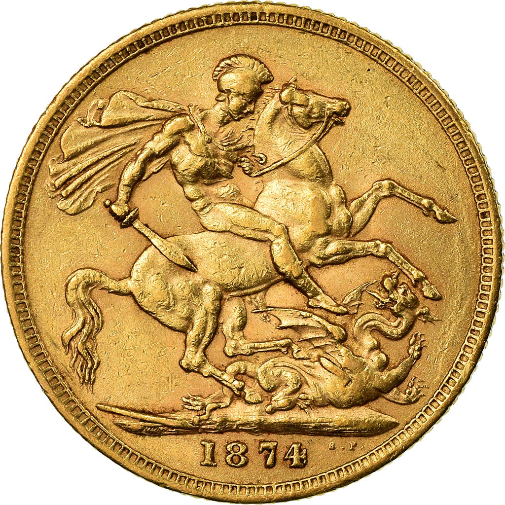 Coin, Australia, Victoria, Sovereign, 1874, Sydney, EF(40-45), Gold, KM:7