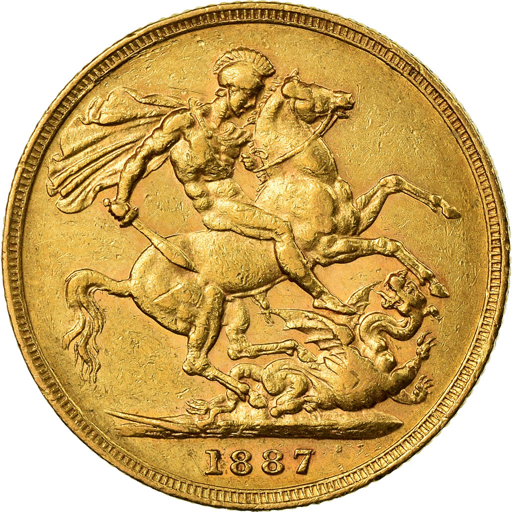 Coin, Australia, Victoria, Sovereign, 1887, Melbourne, EF(40-45), Gold, KM:7