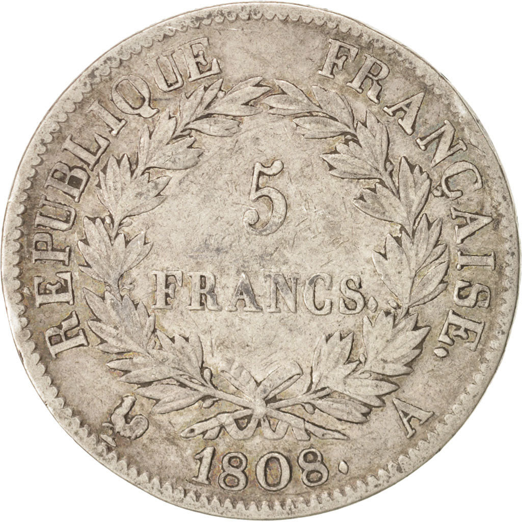 France, Napoléon I, 5 Francs, 1808, Paris, Silver, KM:686.1