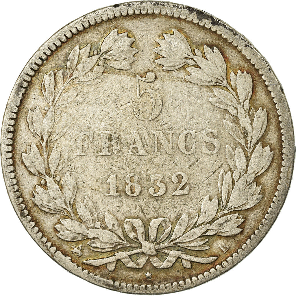Coin, France, Louis-Philippe, 5 Francs, 1832, Rouen, VF(20-25), Silver