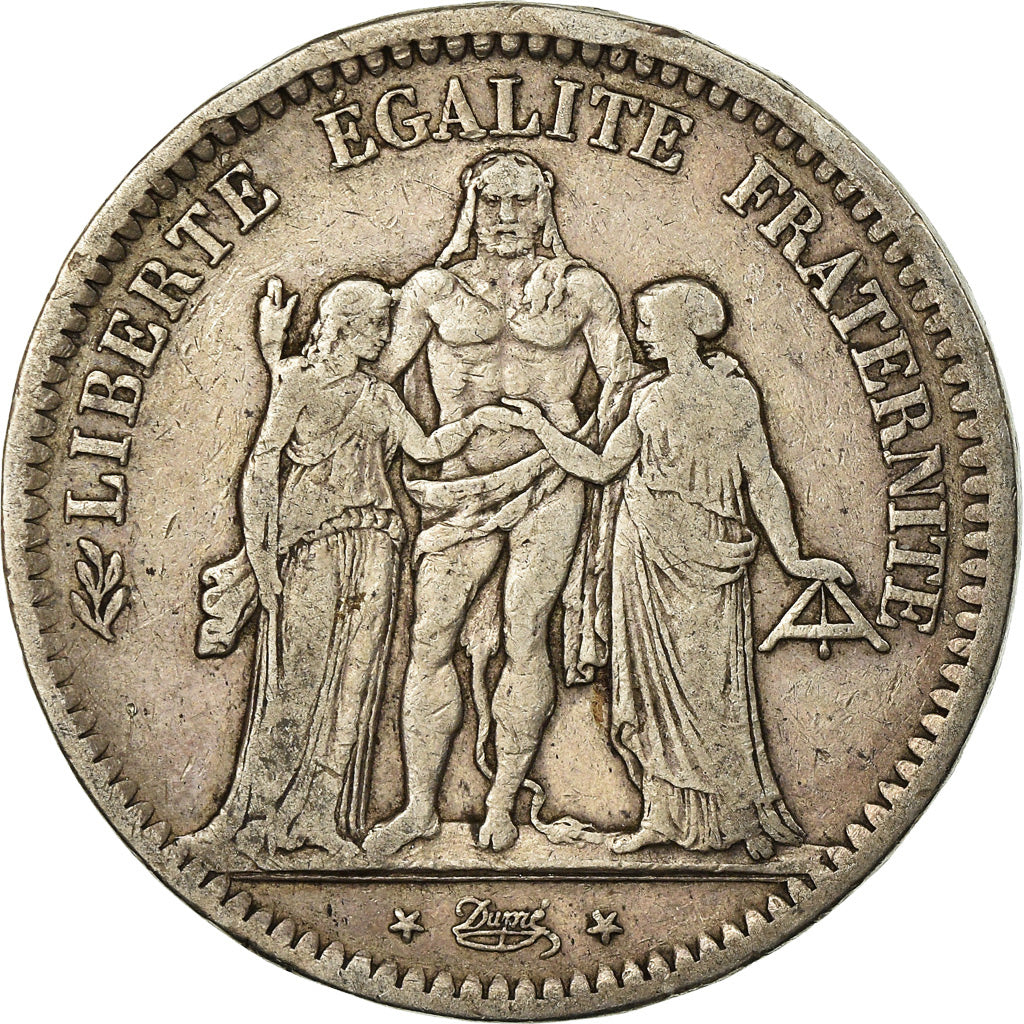 Moneta, Francia, Hercule, 5 Francs, 1848, Bordeaux, MB+, Argento, KM:756.4