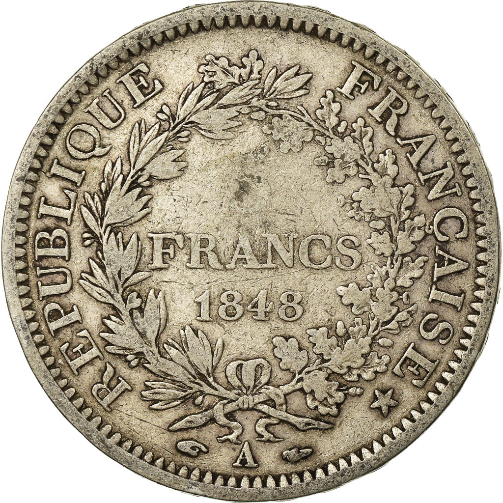 Moeda, França, Hercule, 5 Francs, 1848, Paris, VF(20-25), Prata, KM:756.1